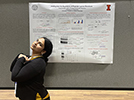 Prakriti posing with her poster at the ACS Midwest/Great Lakes Regional Meeting in St. Louis, October 2023